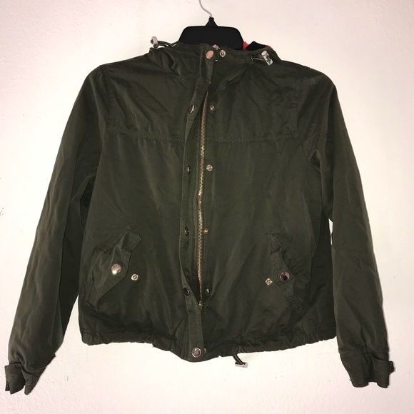 Small Olive Drawstring Utility Jacket - Picture 2 of 5